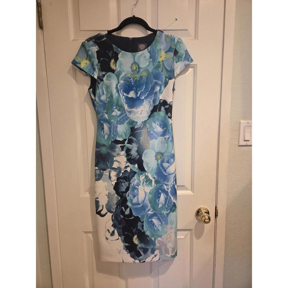 Vince camuto sz 6 Floral Print Cap Sleeve Midi Dress - Picture 2 of 11